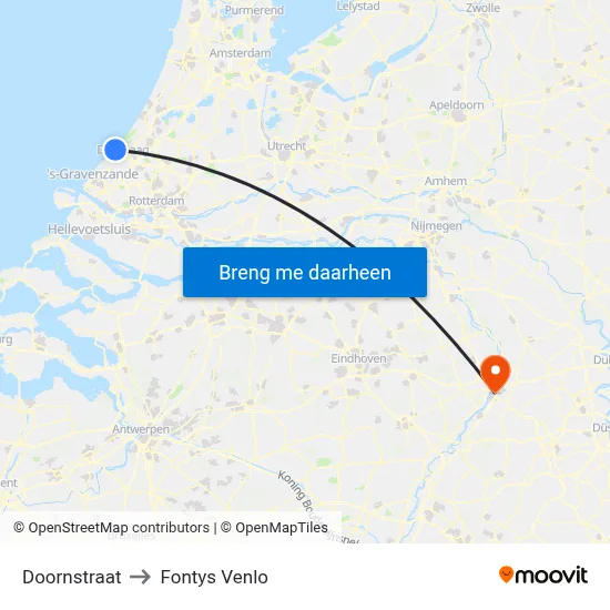 Doornstraat to Fontys Venlo map