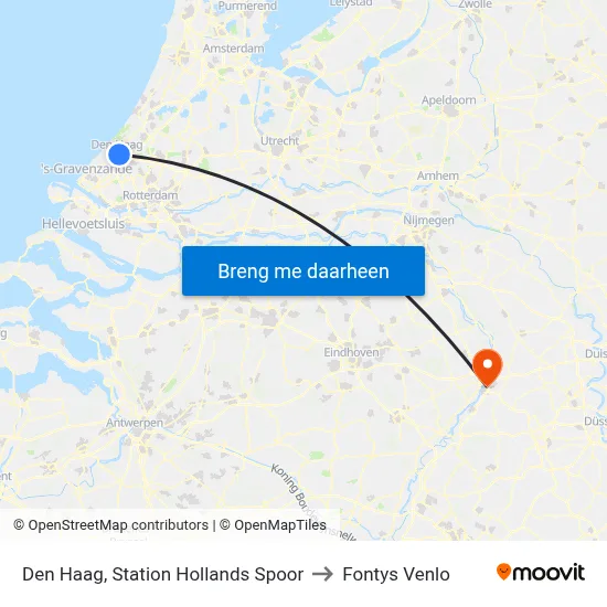 Den Haag, Station Hollands Spoor to Fontys Venlo map