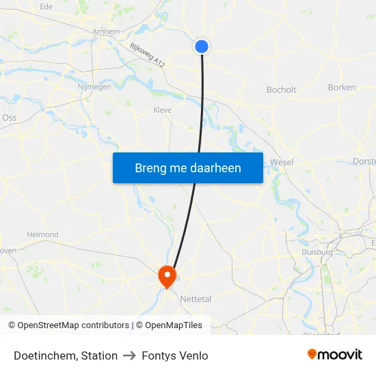 Doetinchem, Station to Fontys Venlo map