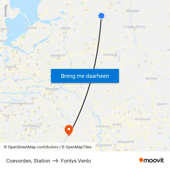 Coevorden, Station to Fontys Venlo map