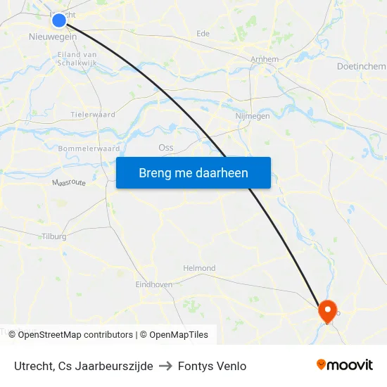 Utrecht, Cs Jaarbeurszijde to Fontys Venlo map