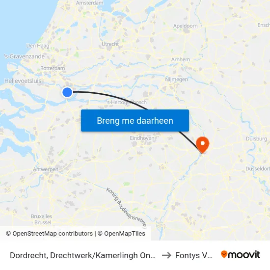 Dordrecht, Drechtwerk/Kamerlingh Onnesweg to Fontys Venlo map