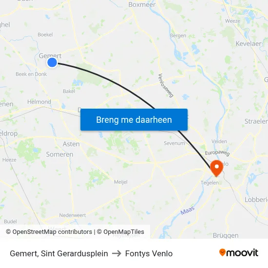 Gemert, Sint Gerardusplein to Fontys Venlo map