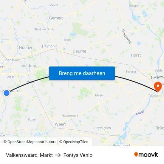 Valkenswaard, Markt to Fontys Venlo map