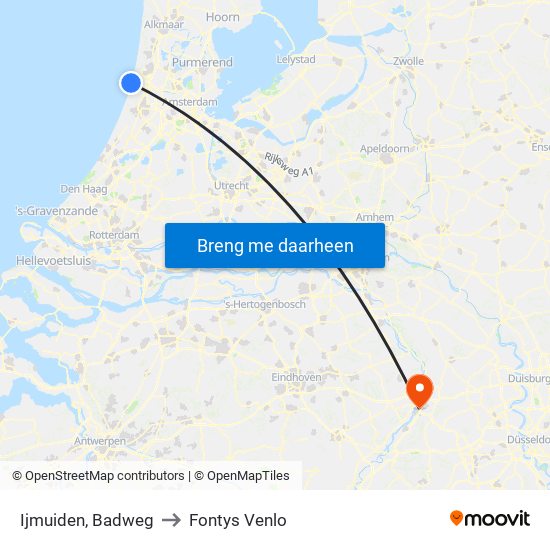 Ijmuiden, Badweg to Fontys Venlo map