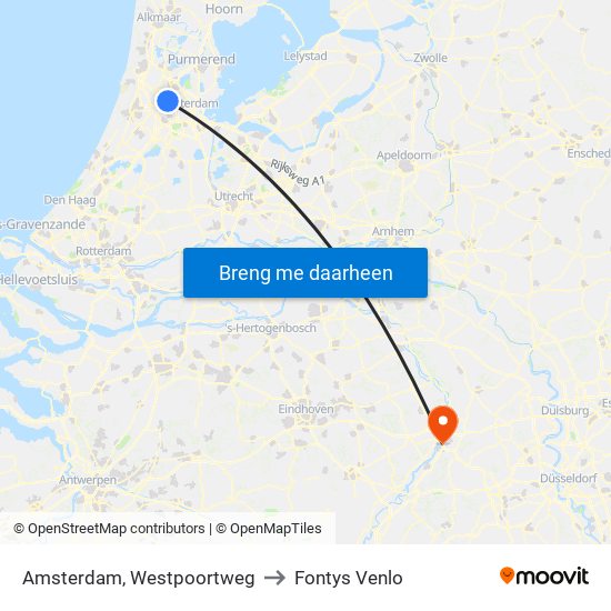 Amsterdam, Westpoortweg to Fontys Venlo map