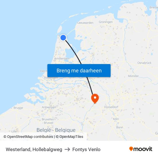 Westerland, Hollebalgweg to Fontys Venlo map