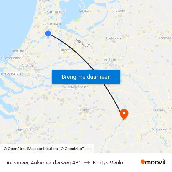 Aalsmeer, Aalsmeerderweg 481 to Fontys Venlo map