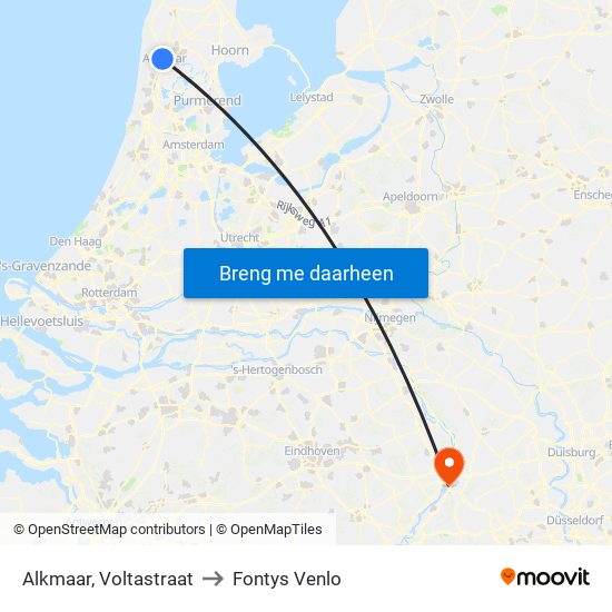 Alkmaar, Voltastraat to Fontys Venlo map
