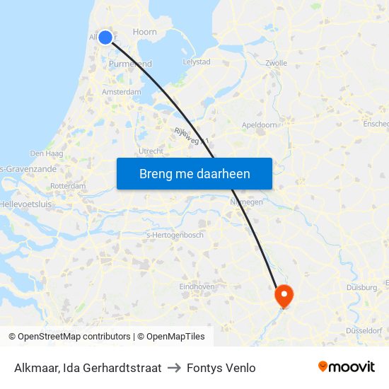 Alkmaar, Ida Gerhardtstraat to Fontys Venlo map