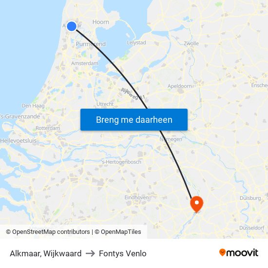 Alkmaar, Wijkwaard to Fontys Venlo map