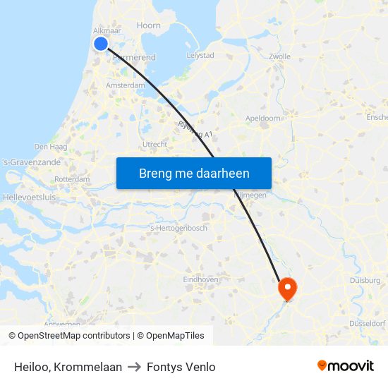 Heiloo, Krommelaan to Fontys Venlo map