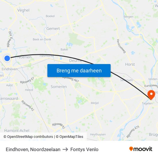 Eindhoven, Noordzeelaan to Fontys Venlo map