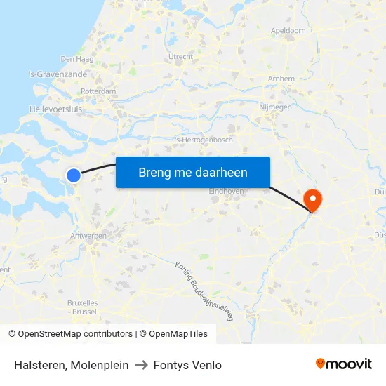 Halsteren, Molenplein to Fontys Venlo map