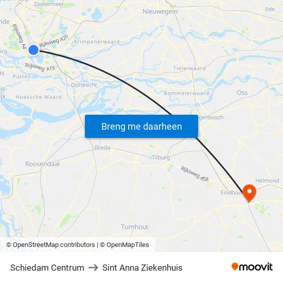 Schiedam Centrum to Sint Anna Ziekenhuis map