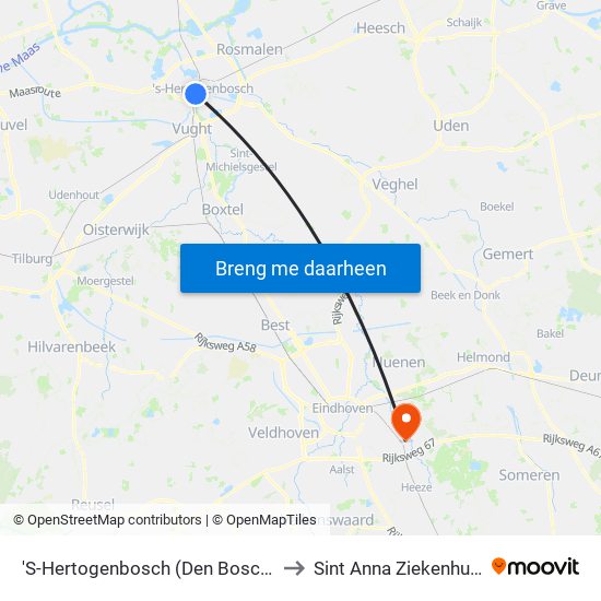'S-Hertogenbosch (Den Bosch) to Sint Anna Ziekenhuis map