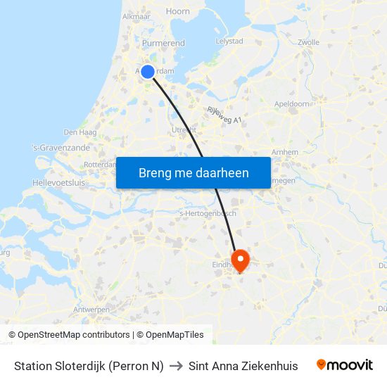 Station Sloterdijk (Perron N) to Sint Anna Ziekenhuis map