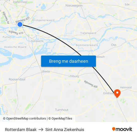 Rotterdam Blaak to Sint Anna Ziekenhuis map