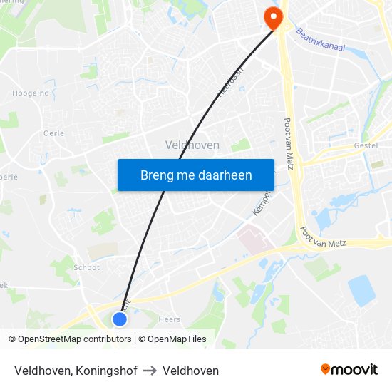 Veldhoven, Koningshof to Veldhoven map