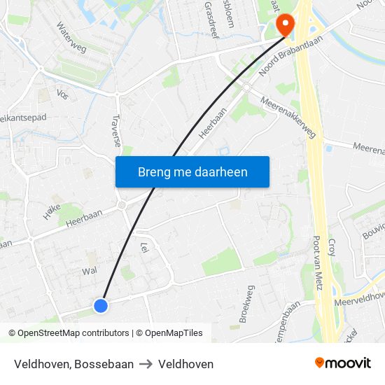 Veldhoven, Bossebaan to Veldhoven map