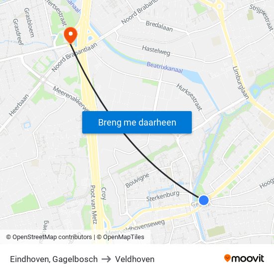 Eindhoven, Gagelbosch to Veldhoven map