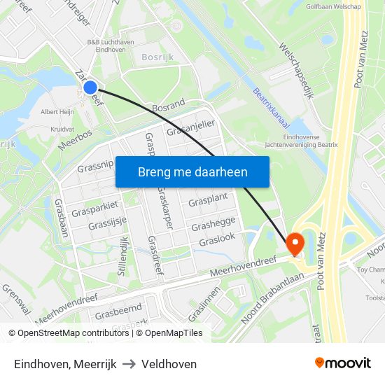 Eindhoven, Meerrijk to Veldhoven map