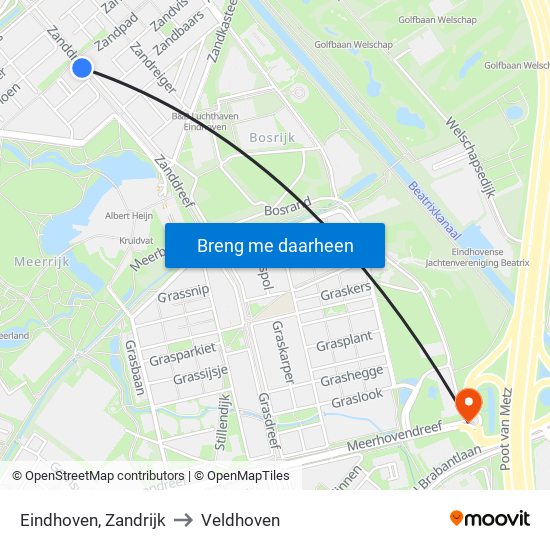 Eindhoven, Zandrijk to Veldhoven map