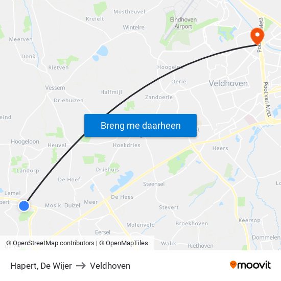 Hapert, De Wijer to Veldhoven map