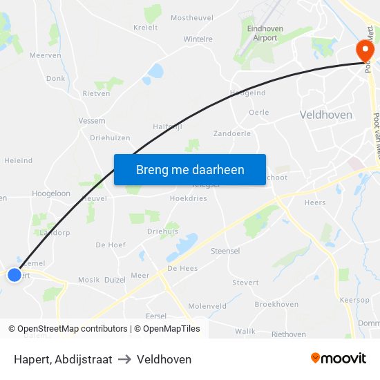 Hapert, Abdijstraat to Veldhoven map