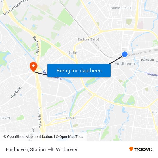 Eindhoven, Station to Veldhoven map