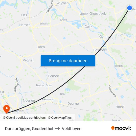 Donsbrüggen, Gnadenthal to Veldhoven map