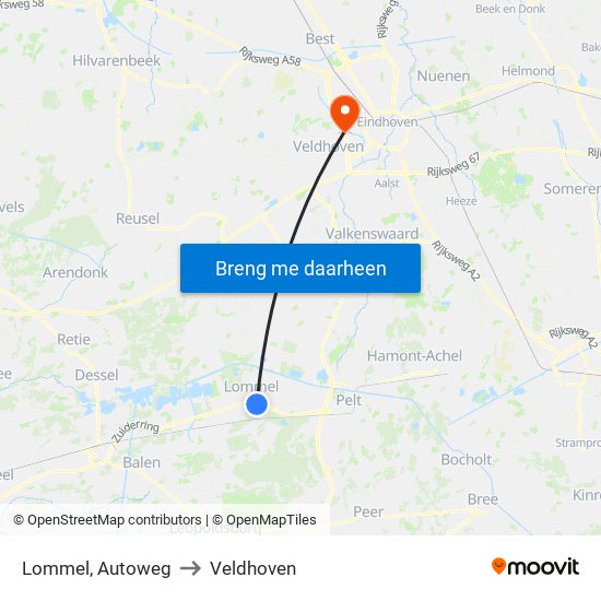 Lommel, Autoweg to Veldhoven map