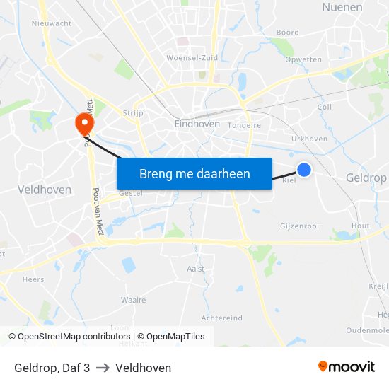 Geldrop, Daf 3 to Veldhoven map