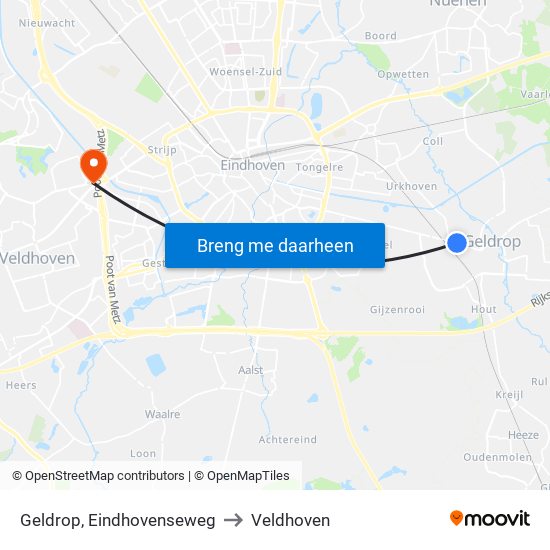 Geldrop, Eindhovenseweg to Veldhoven map