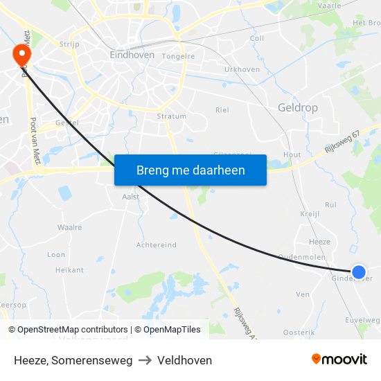 Heeze, Somerenseweg to Veldhoven map