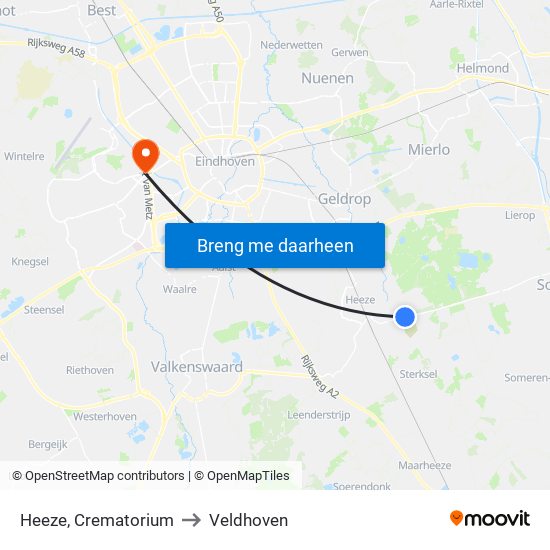 Heeze, Crematorium to Veldhoven map