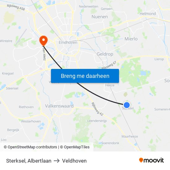Sterksel, Albertlaan to Veldhoven map