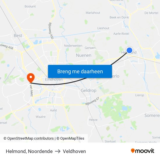 Helmond, Noordende to Veldhoven map
