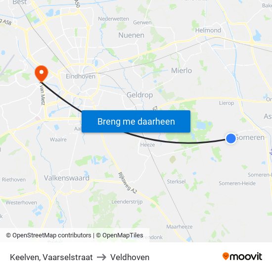 Keelven, Vaarselstraat to Veldhoven map