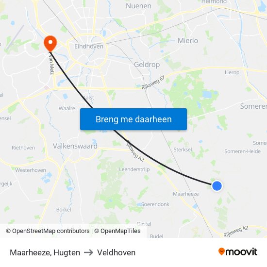Maarheeze, Hugten to Veldhoven map