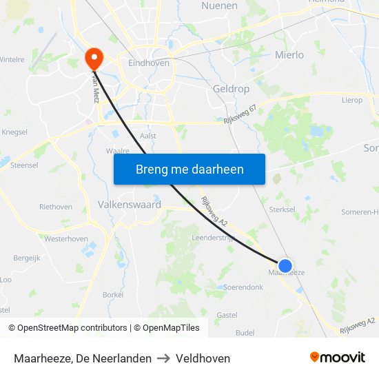 Maarheeze, De Neerlanden to Veldhoven map