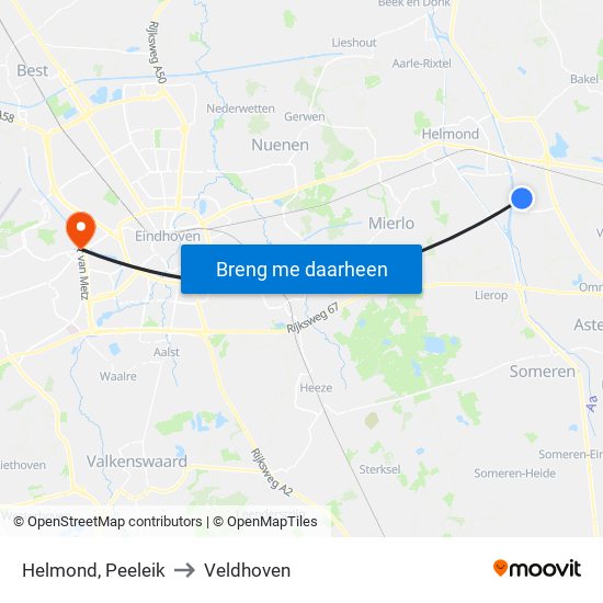 Helmond, Peeleik to Veldhoven map