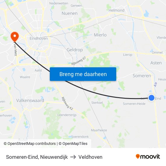 Someren-Eind, Nieuwendijk to Veldhoven map