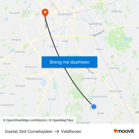 Gastel, Sint Cornelisplein to Veldhoven map