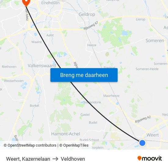 Weert, Kazernelaan to Veldhoven map