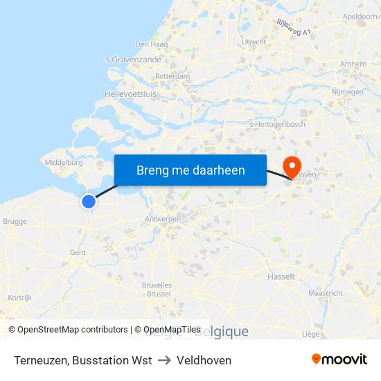 Terneuzen, Busstation Wst to Veldhoven map