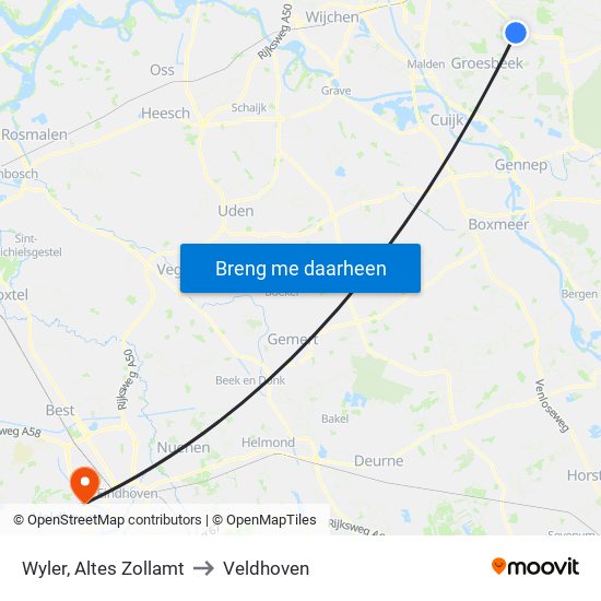 Wyler, Altes Zollamt to Veldhoven map