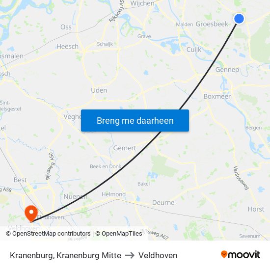 Kranenburg, Kranenburg Mitte to Veldhoven map