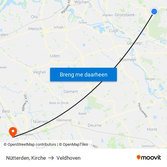 Nütterden, Kirche to Veldhoven map