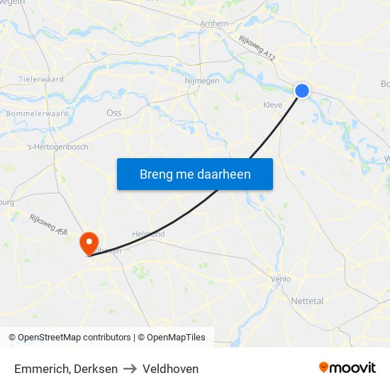 Emmerich, Derksen to Veldhoven map